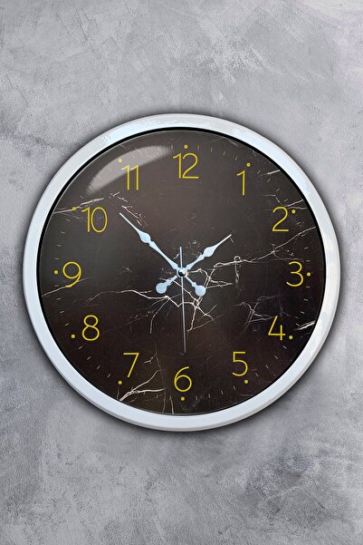 Platin Saat ساعة حائط منقوشة باللون الأبيض المعدني مقاس 40 سم