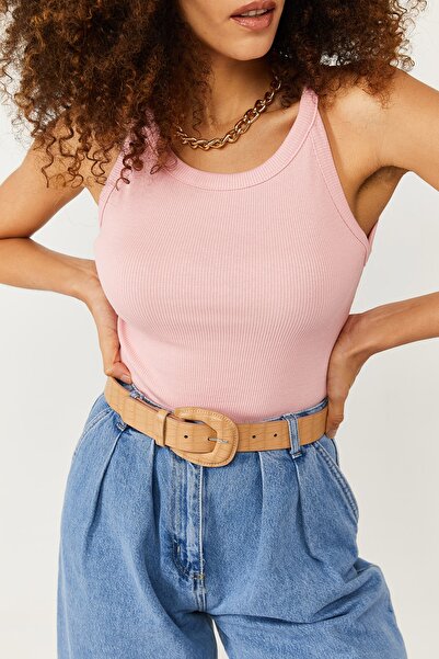 XHAN Γυναικεία μπλούζα σε σκόνη καμισόλε αμάνικη 0YZK2-10272-50