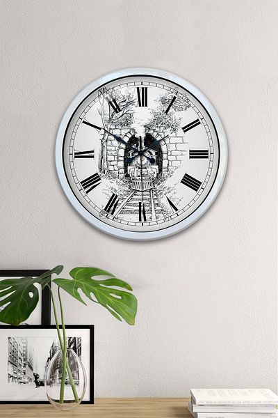 Kasva Concept Gift 40 cm White Metal Train Wall Clock