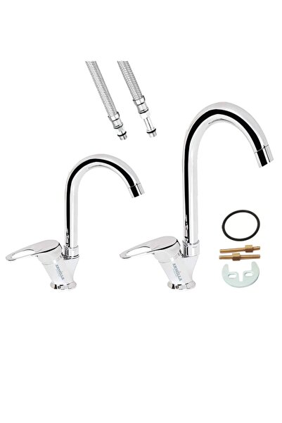 ARMİLLA ARMATÜR Banyo Lavabo Ve Mutfak Eviye Musluğu Çeşmesi Bataryası 2’li S...