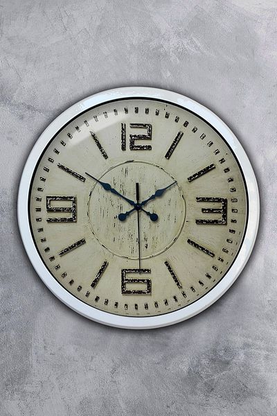 Kasva Concept Cadou 40 Cm Ceas de Perete Retro Metal Alb