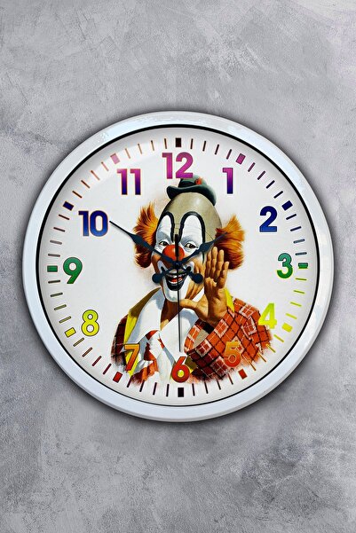 Kasva Concept هدية ساعة حائط مهرج معدنية بيضاء مقاس 40 سم