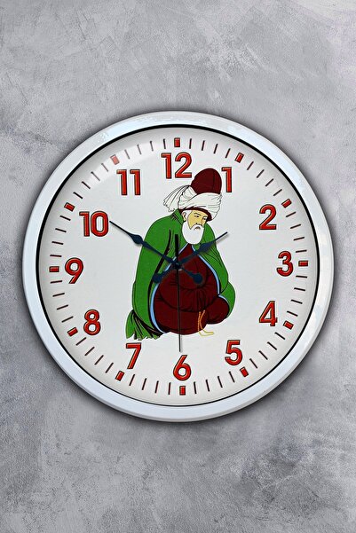 Kasva Concept هدية ساعة حائط مولانا معدنية بيضاء مقاس 40 سم