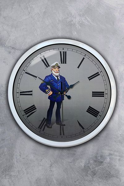 Kasva Concept 40 cm White Metal Ship Captain Wall Clock