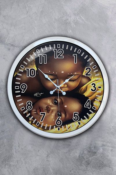 Kasva Concept 40 cm White Metal African Child Wall Clock