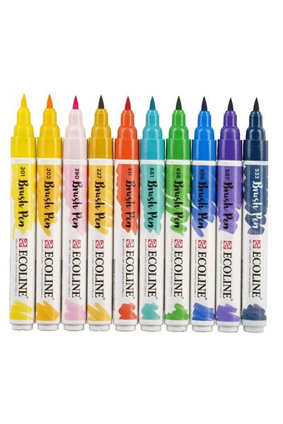 Talens Ecoline Brush Pen Brush Tip Pen Set 10 Colors Illustration Colors