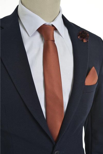 Brianze Men's Tile Tie Handkerchief Collar Flower Set
