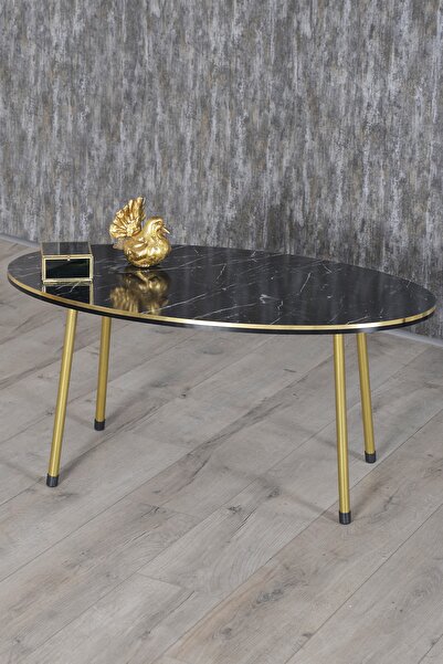 GOLDFALEZ Orta Sehpa Bendir Elips Metal Ayak Çift Gold