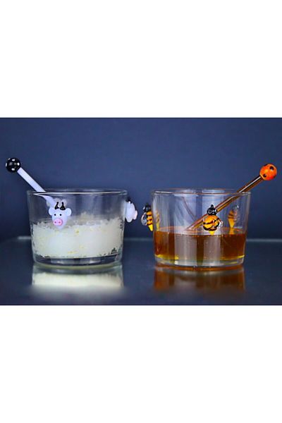 ADAMODART Bee & Cow Figured Honey Slider 2-Piece Bowl