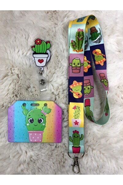 Hediyebum Комплект каишка за врата Cactus Yoyo и страничен държач за карти