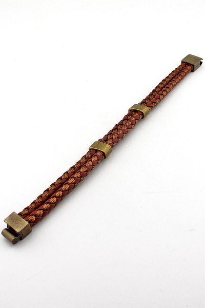 Solfera Men's Double Sira Brown Braid Leather Bracelet Bt271