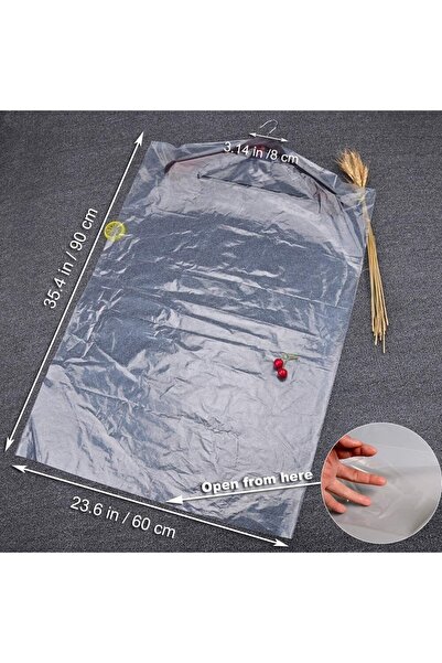 Palifix 10 Adet Askı Delikli Elbise Poşeti Kazak Ceket Takım Naylon Kılıfı Kıyafet Koruma Naylonu 60x90