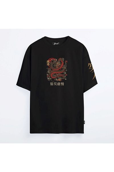 Shout Υπερμεγέθη μπλουζάκι Dragon Oldschool Unisex