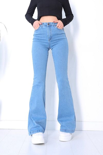 LİMABEL Noa Flare Flared Leg Jeans Light Blue Spanish Jeans High Waist Denim Pants