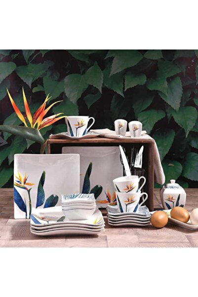 KORKMAZ Link Collection 6 Kişilik 28 Parça Kare Kahvaltı Takımı A8585