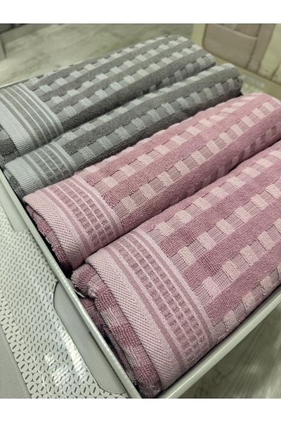Özdilek Plus Pink - Gray Best Set Turkish Bath Set