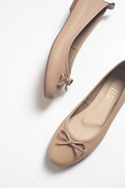 LuviShoes 01 Biscuit Skin valódi bőr női balerinacipő
