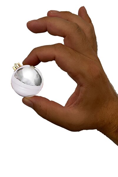 Parti dolabı Ασημί Γκρι 6 τεμαχίων Χριστουγεννιάτικη Μπάλα Στολίδι 4cm Πεύκο Στολίδι Χριστουγεννιάτικη Διακόσμηση Χαριτωμένη Μπάλα Ασημένιο Στολίδι με καθρέφτη