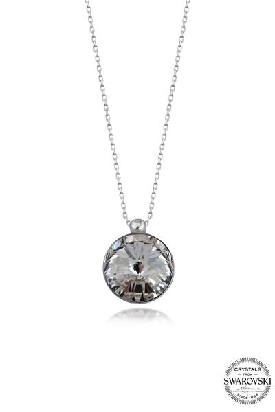 Swarovski Crystal Taşlı Kadın 14 mm 925 Ayar Gümüş Kolye