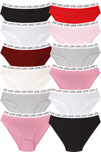 Meren Underwear Pack of 12 Mixed Color Elastic Waist Combed Cotton Women's Pa...