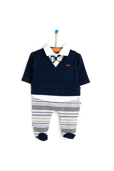 Mymio Baby Boy Collared Jumpsuit Navy Blue 5271
