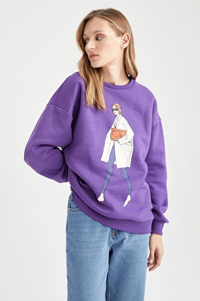 DeFacto Hanorac oversize imprimat cu gâtul crew Z1499az22au