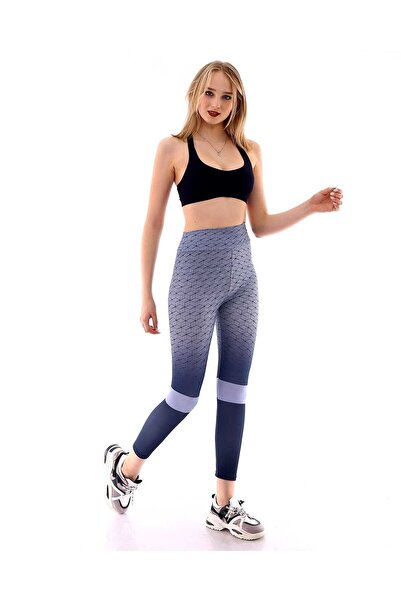 Ayya Women High Waist Digital Printed Leggings Gray Anthracite