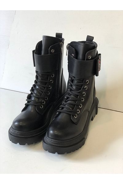KAFKASLAR AYAKKABI Kafkaslar Medium Length Light Sole Stitched Ankle Velcro Detailed Boots