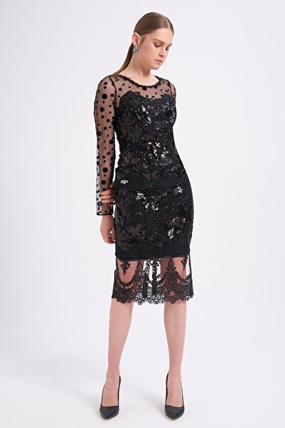 Balizza Pul Payet Işlemeli Kolları Tül Bluz