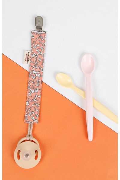KARAMİLA Pink Crispy Flower Pacifier Hanger - Pacifier Chain - Pacifier Holder