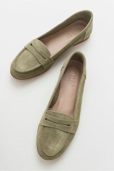 LuviShoes F02 Γυναικεία Loafer Παπούτσια από Γνήσιο Δερμάτινο Ανοιχτό Πράσινο Suede