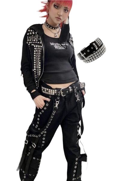 targay Ζώνη με καρφιά σε στυλ καουμπόι, γοτθικό, πανκ και μέταλλικα