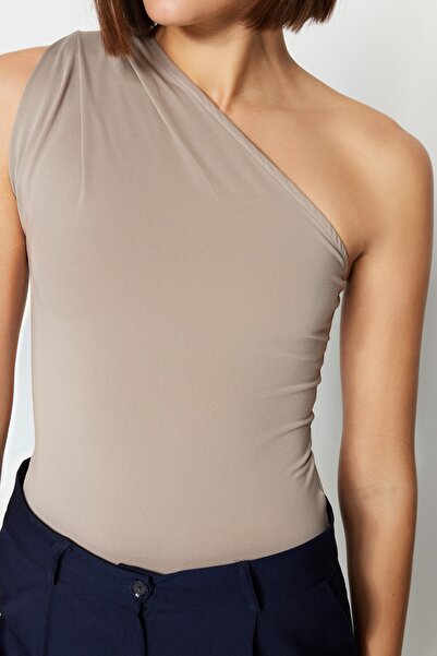 Trendyol Collection Norkový asymetrický límec Stretch Snap pletené bodyTWOSS22BD00014