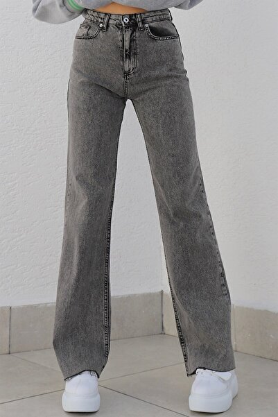 DRC trend Wmn Women's Smoked High Waist Wide Leg Loose Jeans