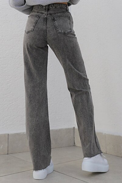 DRC trend Wmn Women's Smoked High Waist Wide Leg Loose Jeans