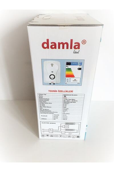 Damla Ideal Elektrikli Şofben - 8 Emniyetli - 7500w - Banyo Şofbeni - Ani Su Isıtıcı Şohben