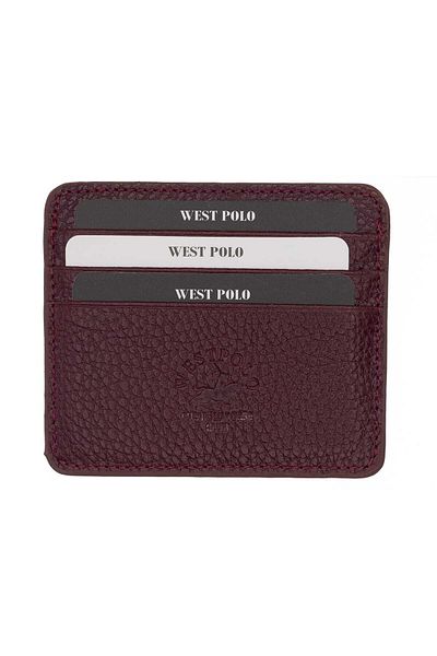 By Hakan West Polo 49 Γνήσιο Δερμάτινο Unisex Cardholder Claret Red