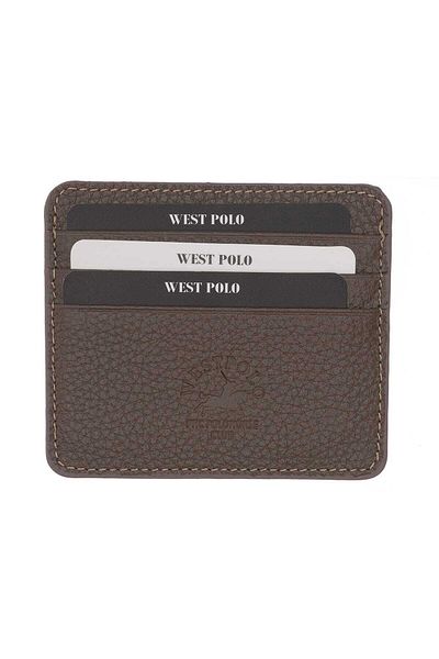 By Hakan West Polo 49 Γνήσιο Δερμάτινο Unisex Θήκη Κάρτας Dark Mink