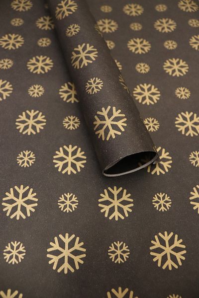 demontecraft Black Gold Snowflake Packaging Paper 70*100 Cm 5 Pieces Not Plush