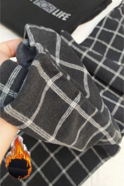 bigiyin Μαύρο ανδρικό κοστούμι πιτζάμα από φλις Φλις νυχτικό χειμερινό