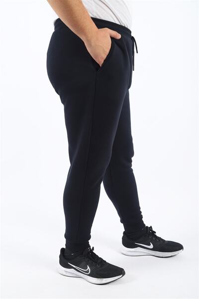 MocGrande Plus Size 3Ip Classic Sweatpants 22515 Navy Blue
