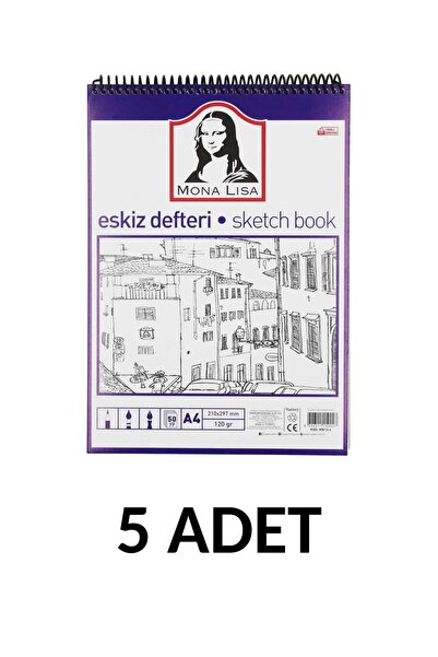 Südor 5 Τεμάχια Mono Lisa A4-120 Gr Spiral Sketchbook 50 Φύλλα.