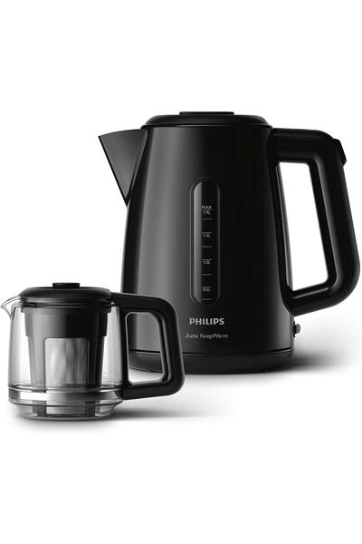 Philips 1700w, 1900ml, Cam Demlik, Siyah Çay Makinesi
