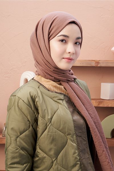 Modakaşmir Σειρά Carre Cotton - Σάλι Dusty Brown