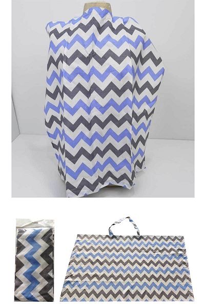 RevuBaby Duffel Nursing Bib Nursing Cover Blue-zizag