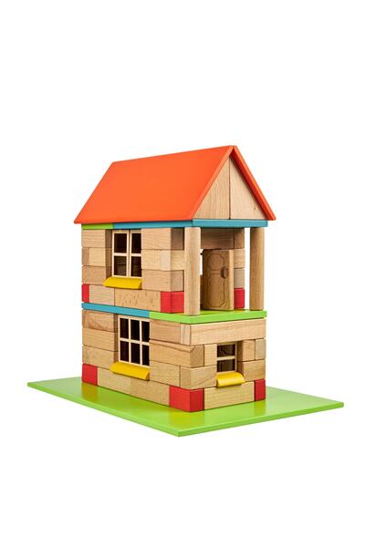 blocks WoodBlocks 90 Parça City Ahşap Blok Puzzle Eğitici Oyuncak 3+ Yaş