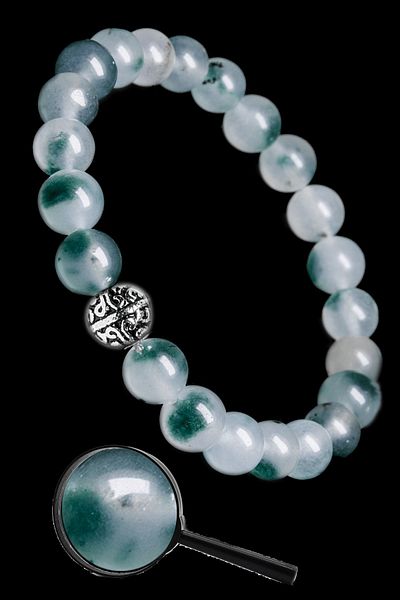Tesbih Atölyesi Certified Real Fluorite Stone Bracelet - With Silver Device