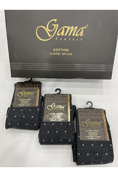 Gama Çorap 3 броя дебели зимни мъжки чорапи от 100% натурален памук, без найлон, с шарка на точки