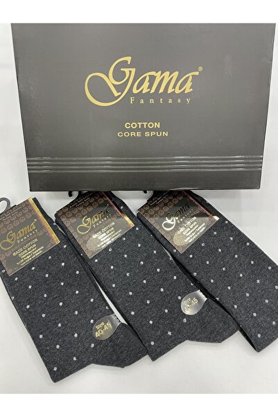Gama Çorap 3 броя дебели зимни мъжки чорапи от 100% натурален памук, без найлон, с шарка на точки