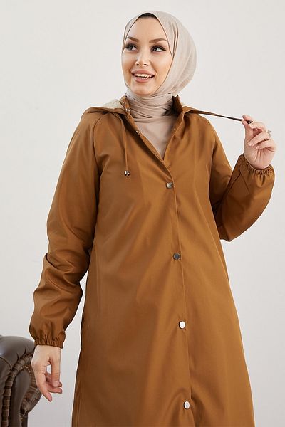 InStyle Kabát Edna Fleece s kapucí - Tan